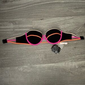 Victoria's Secret Black Bikini Top with Pink Trim